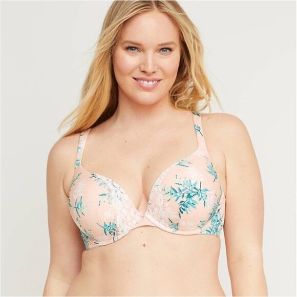 Cacique Boost Push-Up Plunge Palm Leaf Bra, 42C - Picture 1 of 9